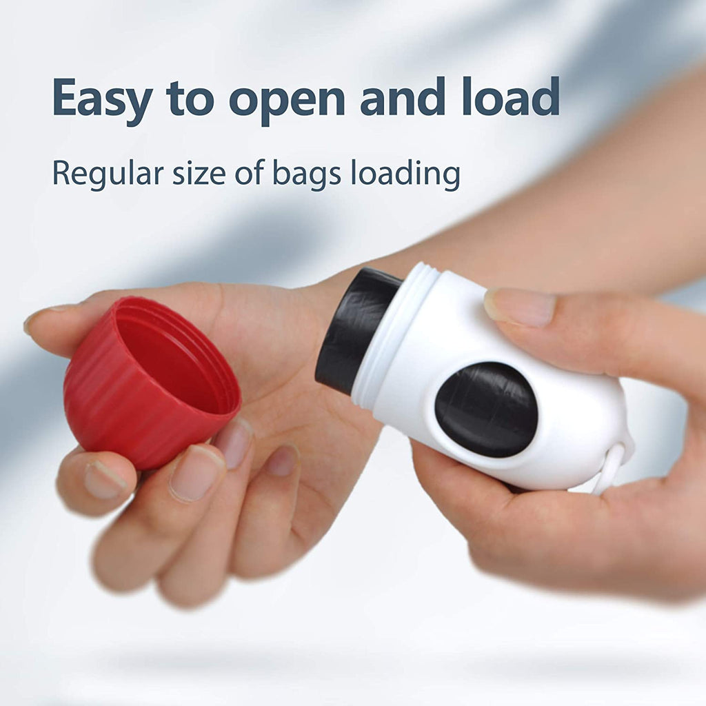 16 FT Retractable Dog Leash with Dispenser and Waste Bags for Pets up to 44 lbs, Anti-Slip Handle, Tangle-Free Design, and Reflective Nylon Tape (Medium, Red)