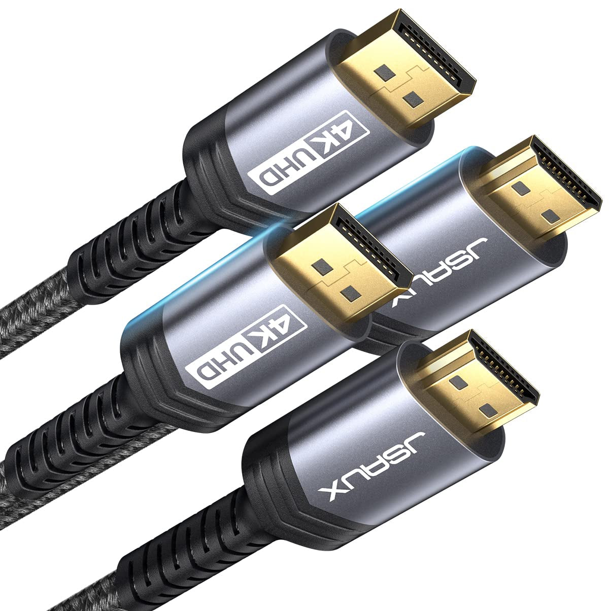 10FT 4K DisplayPort to HDMI Cable Adapter - Male Video UHD 4K@30Hz/2K@60/1080P@120 Nylon Cord for Dell, Projectors, Desktops, AMD, NVIDIA, Lenovo, HP, Thinkpad