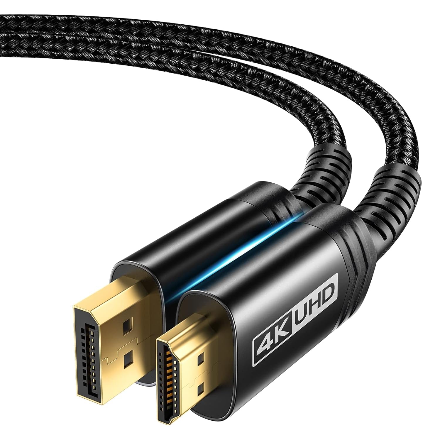 10FT 4K DisplayPort to HDMI Cable Adapter - Male Video UHD 4K@30Hz/2K@60/1080P@120 Nylon Cord for Dell, Projectors, Desktops, AMD, NVIDIA, Lenovo, HP, Thinkpad