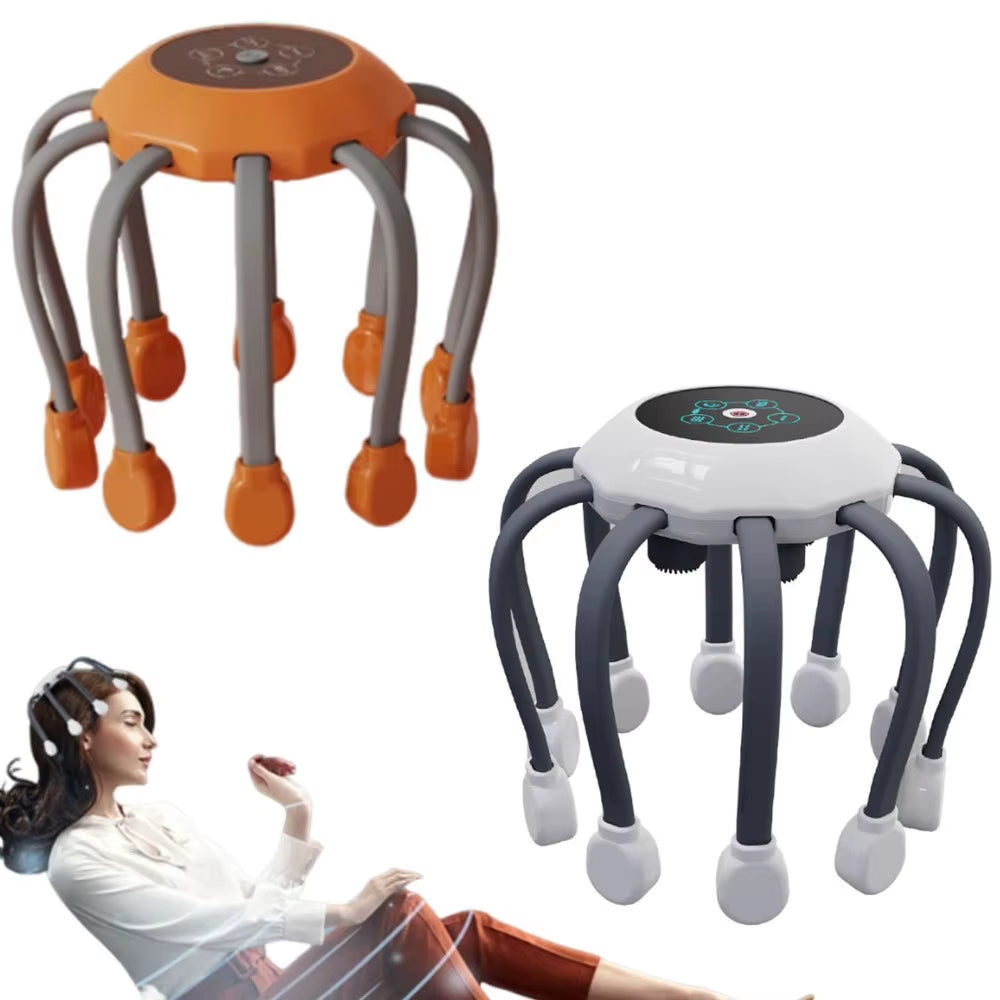 Octopus Claw Eight Claw Massager USB Charging Therapeutic Scratch Pad Electric Head Massager Hands Free Therapeutic