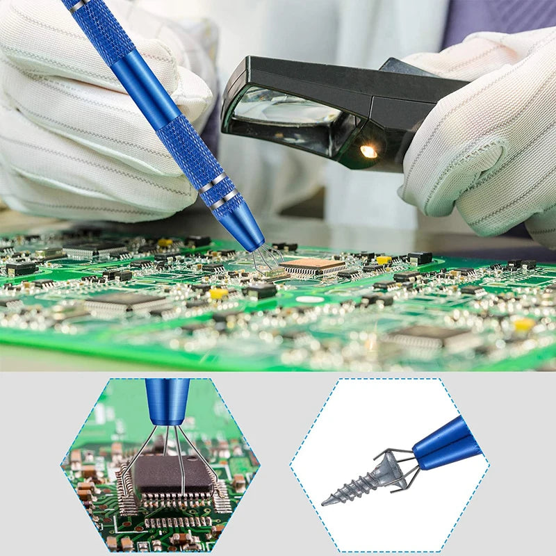 4-Claw IC Chip Extractor Remover Tool Precision Parts Grabber Extractor Pick up Puller for Electronic Component Nuts Repair Tool